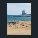 Barcelona Postkarte<br><div class="desc">Barceloneta Strand in Barcelona,  Spanien</div>