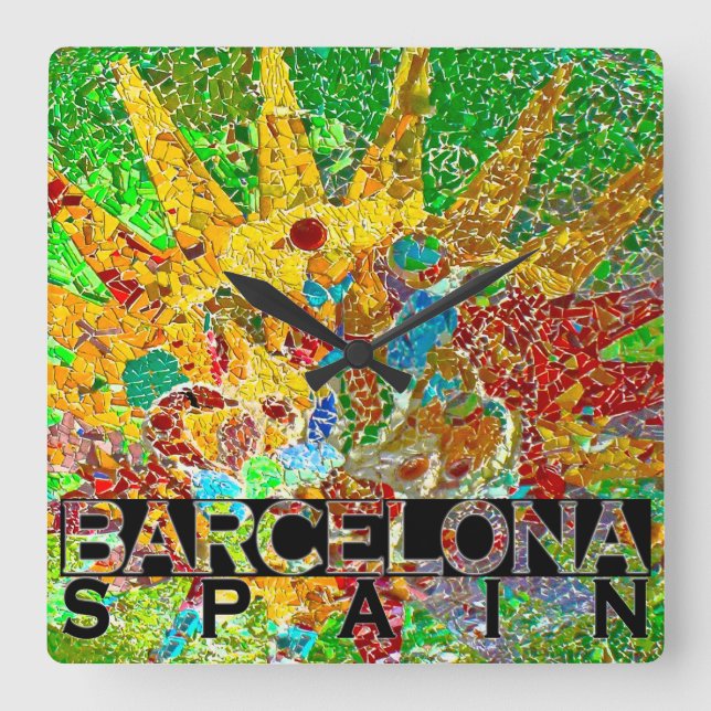 Barcelona Quadratische Wanduhr (Vorderseite)
