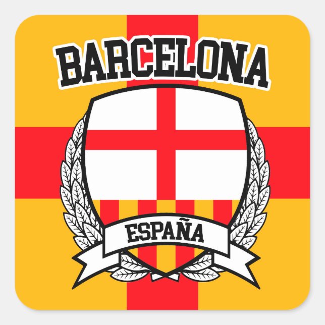 Barcelona Quadratischer Aufkleber (Vorderseite)