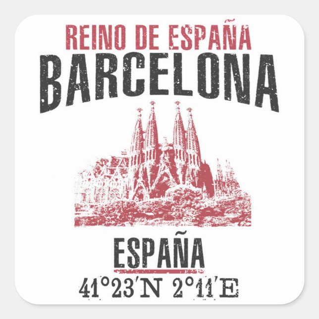 Barcelona Quadratischer Aufkleber (Vorderseite)