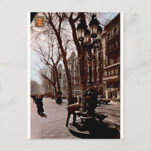 Barcelona Rambla Canaletas Vintage Straßenansicht Postkarte