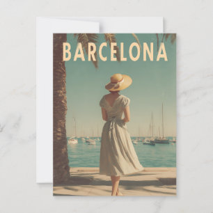 Barcelona-Reise im Vintage-Stil Postkarte