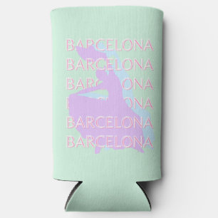 Barcelona Reisen Kunst, Spanien Kunst, Pastel, Grü Selters Dosenkühler