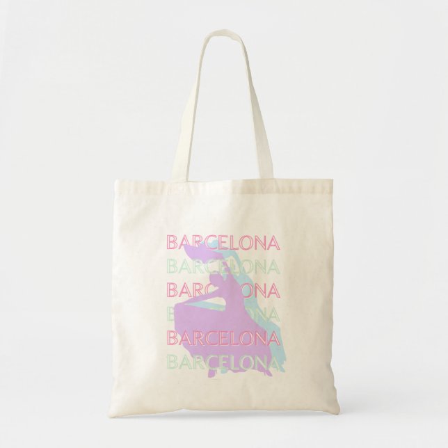 Barcelona Reisen Kunst, Spanien Kunst, Pastel, Grü Tragetasche (Vorne)