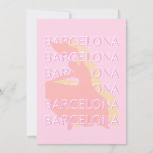 Barcelona Reisen Kunst, Spanien Kunst, Rosa, Paste Feiertagskarte
