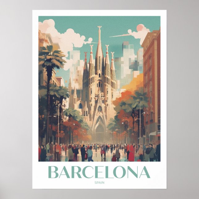 Barcelona Reisen Print Wall Art Poster (Vorne)