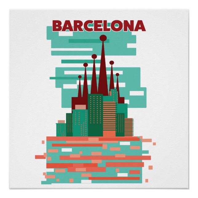 Barcelona Retro Reiseplakat Poster (Vorderseite)