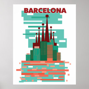 Barcelona Retro Reiseplakat Poster