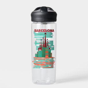 Barcelona Retro-Reiseposter Trinkflasche