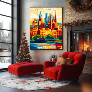 Barcelona Sagrada Familia in abstraktem Fauvismus  Poster
