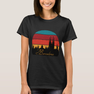 Barcelona Sagrada Retro Sonnenuntergang Reise T-Shirt