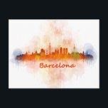 Barcelona Skyline Aquarell v04 Postkarte<br><div class="desc">Große Skyline von Barcelona mit Aquarellwirkung</div>