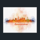 Barcelona Skyline Aquarell v04 Postkarte<br><div class="desc">Große Skyline von Barcelona mit Aquarellwirkung</div>