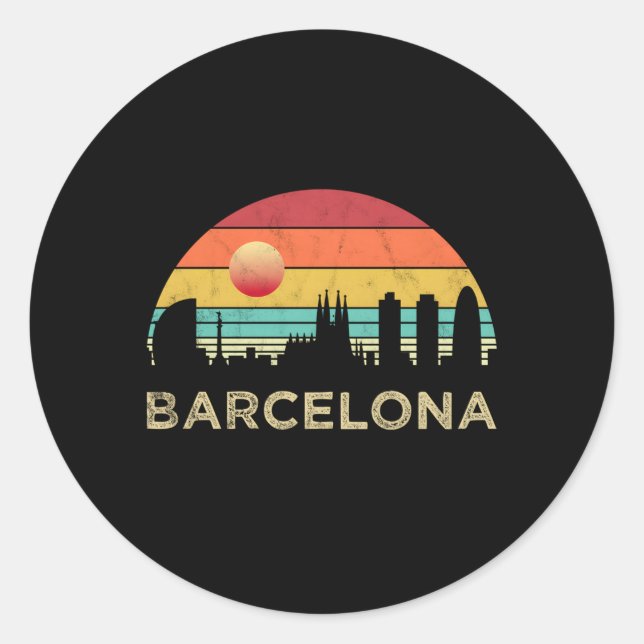 Barcelona Skyline Runder Aufkleber (Vorderseite)