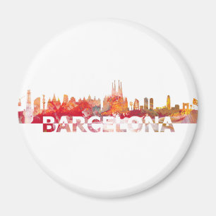Barcelona Skyline Silhouette Großbuchstaben Magnet