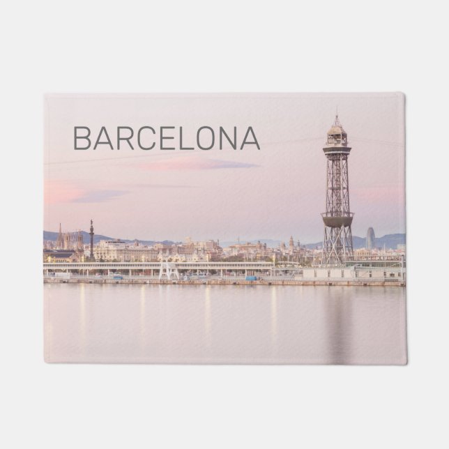 Barcelona Skyline Sunset Catalanonia Spanien Fußmatte (Vorderseite)