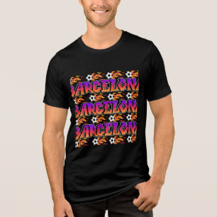 Barcelona Soccer Graffiti — Flaming Football Tri-Blend Shirt