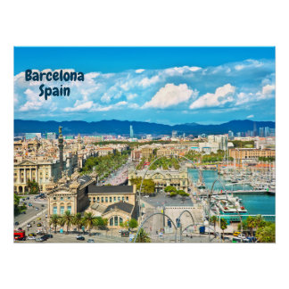Barcelona, Spain Beautiful City View   Poster