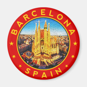 Barcelona, Spain, circle, red, Magnet