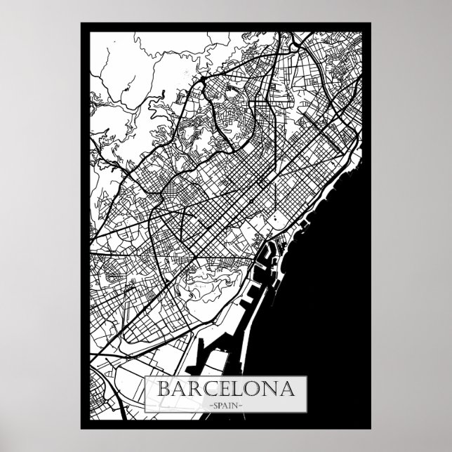 Barcelona Spain City Map Poster (Vorne)