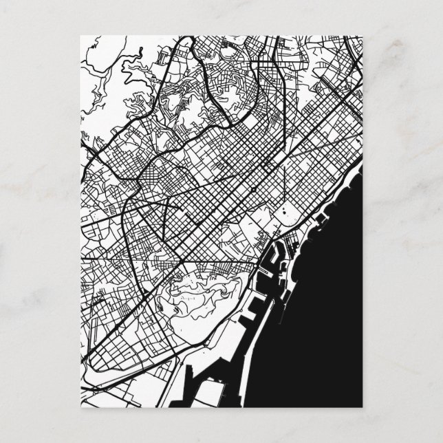 Barcelona Spain City Map Postkarte (Vorderseite)