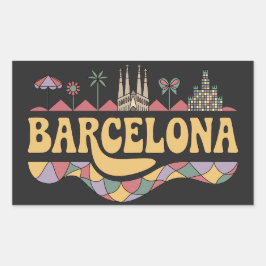 Barcelona Spain Europe Rechteckiger Aufkleber