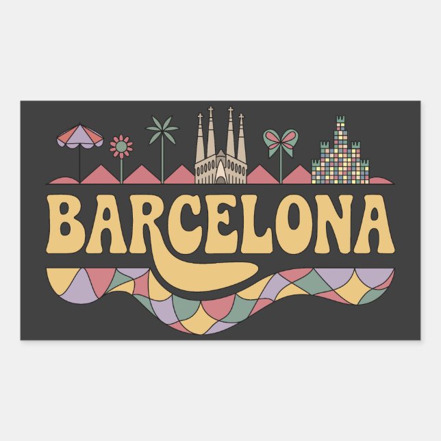 Barcelona Spain Europe Rechteckiger Aufkleber (Vorderseite)
