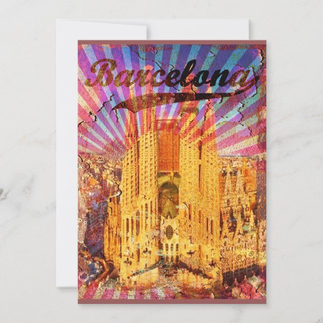 Barcelona, Spain, Vintage, Plakat Einladung (Vorderseite)