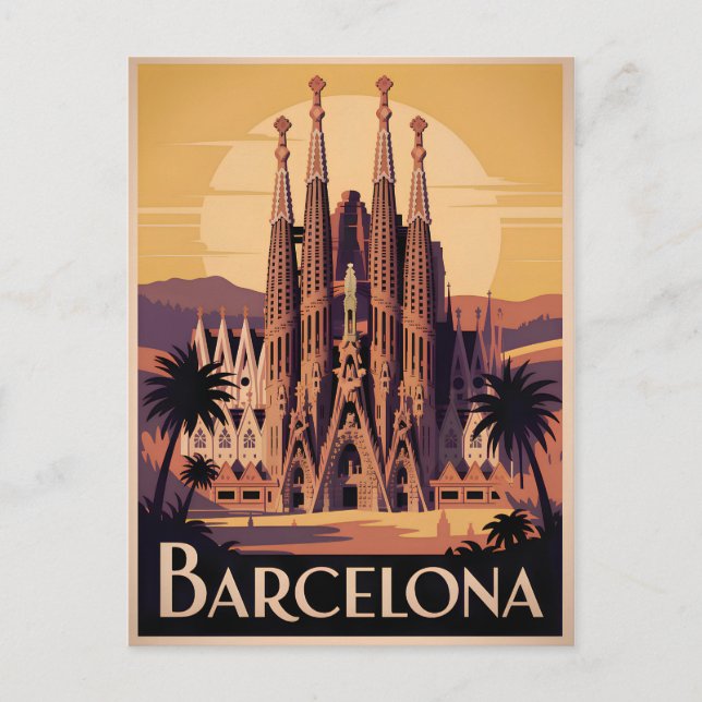 Barcelona Spain vintage Postkarte (Vorderseite)