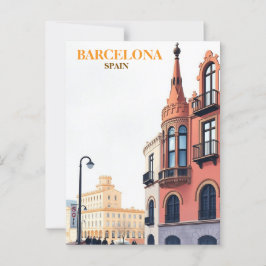 barcelona Span Travel Art Vintag Postkarte