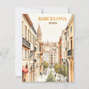 barcelona Span Travel Art Vintag Postkarte