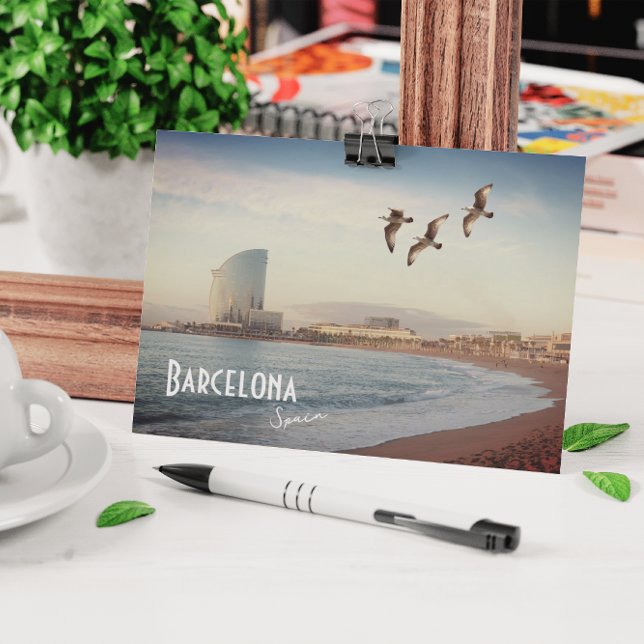 Barcelona, Spanien - Barceloneta Strand Postcard Postkarte (Von Creator hochgeladen)