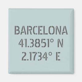 Barcelona Spanien Breitengrad und Länge Magnet