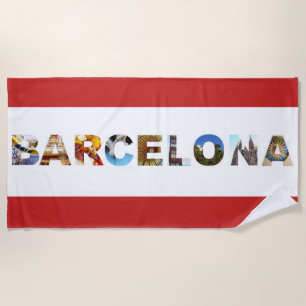 Barcelona Spanien Farbenfrohe Architektur Foto Strandtuch