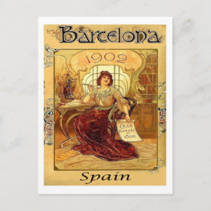 Barcelona, Spanien, Frau, die einen Brief schreibt Postkarte