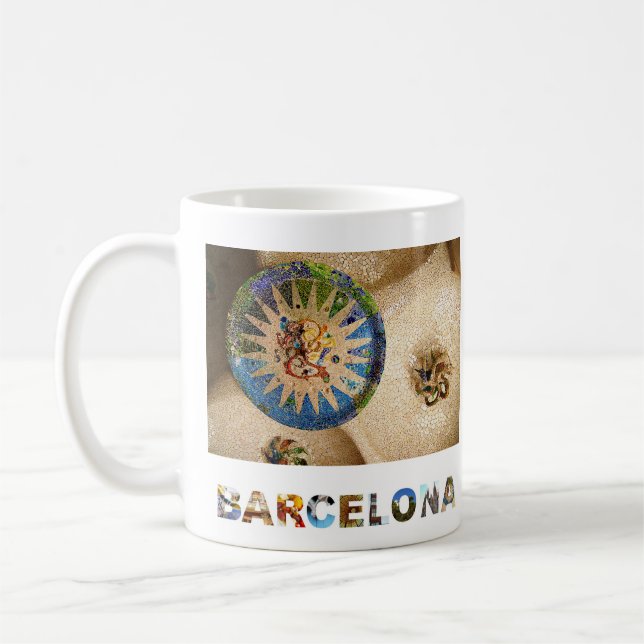 Barcelona Spanien Gaudi Park Guell Foto Kaffeetasse (Links)
