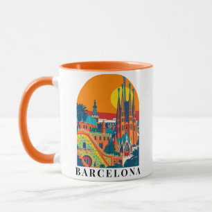 Barcelona Spanien Jahrgang Reise Illustration Tasse
