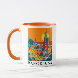 Barcelona Spanien Jahrgang Reise Illustration Tasse