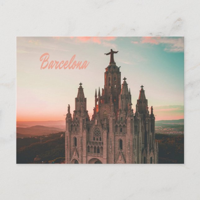 Barcelona Spanien Kirche Postkarte (Vorderseite)