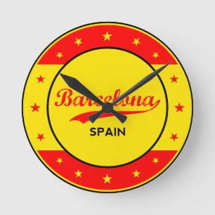 Barcelona, Spanien, Kreis mit Flaggenfarben Runde Wanduhr