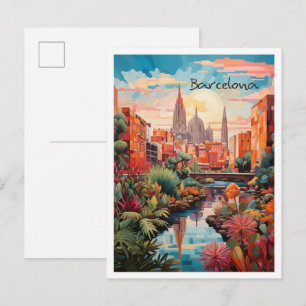 Barcelona Spanien Kunst Reise Postkarte