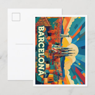 Barcelona Spanien künstlerisch farbenfroh Postkarte