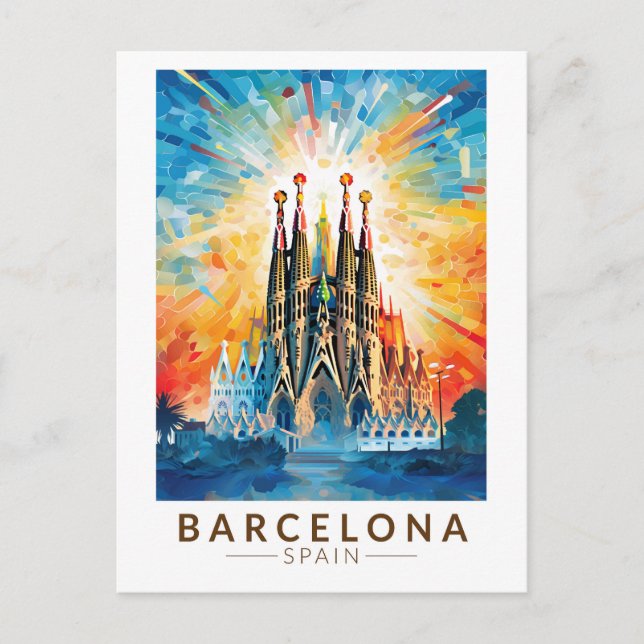 Barcelona Spanien La Sagrada Familia Postkarte (Vorderseite)