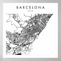 Barcelona Spanien Minimal Modern Street Karte