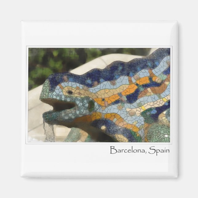 Barcelona Spanien Parc Guell Mosaic Lizard Magnet (Vorne)