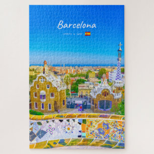 Barcelona, Spanien - Park Güell Gaudí-Mosaik