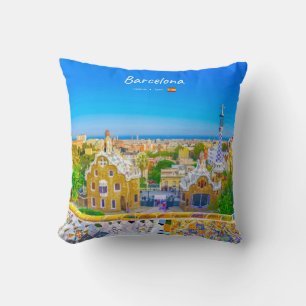 Barcelona, Spanien - Park Guell Gaudi Mosaik Kissen