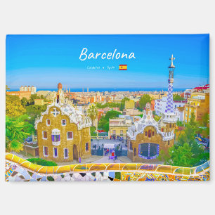 Barcelona, Spanien - Park Guell Gaudi Mosaik Magnet