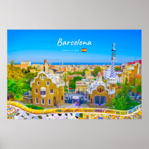 Barcelona, Spanien - Park Guell Gaudi Mosaik Poster