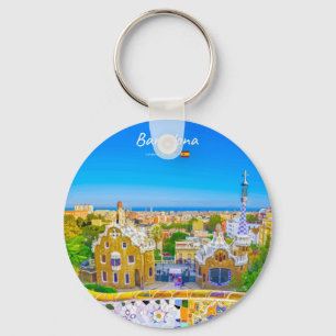 Barcelona, Spanien - Park Guell Gaudi Mosaik Schlüsselanhänger